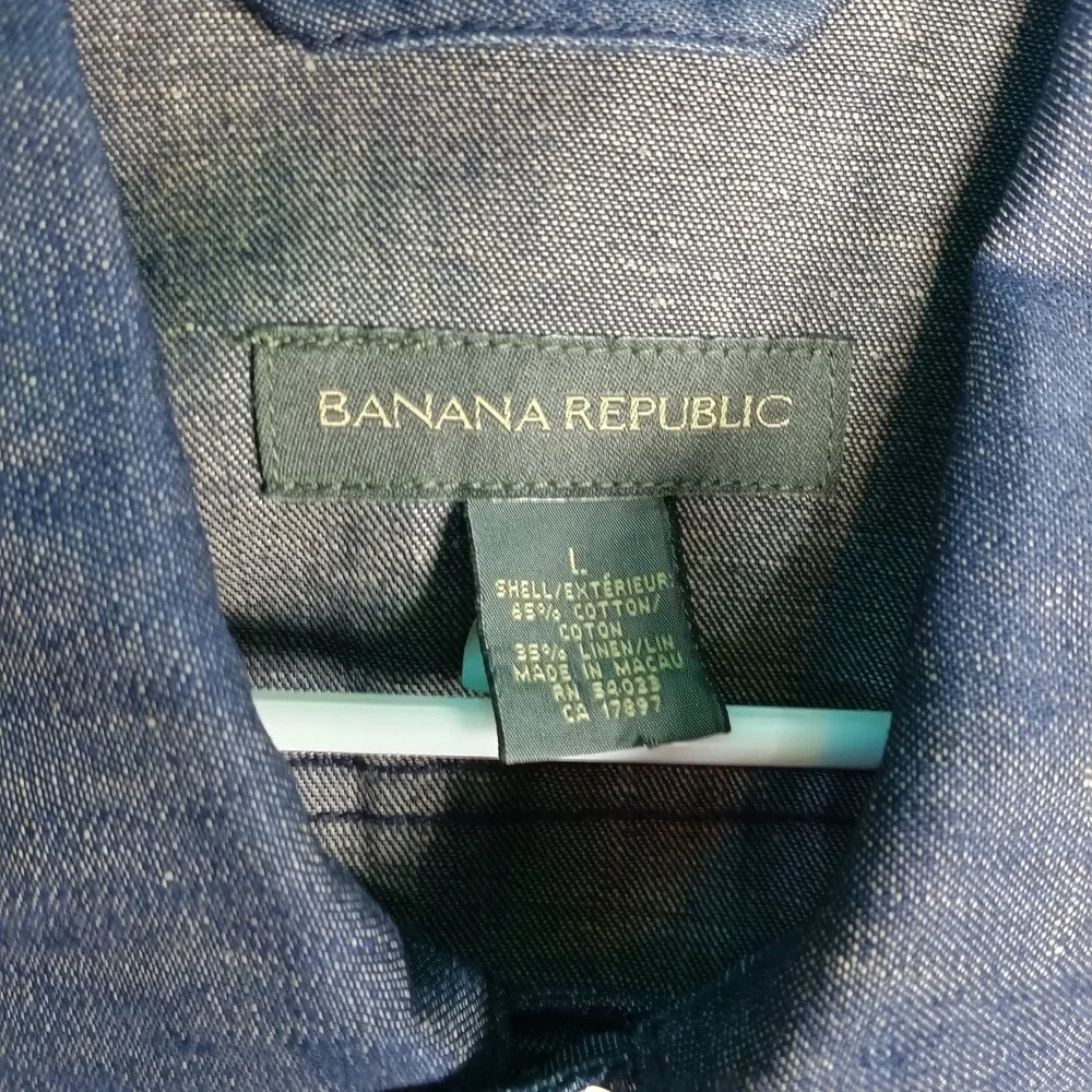Banana Republic Denim Shirt Jacket Men Large Dark Wash Indigo Heritage Y2K